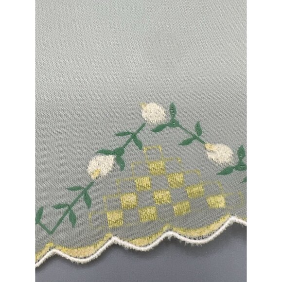 Sheer Hanky Yellow White Rose Rolled Hem Bridal Handkerchief Square 14" Delicate - Picture 4 of 10